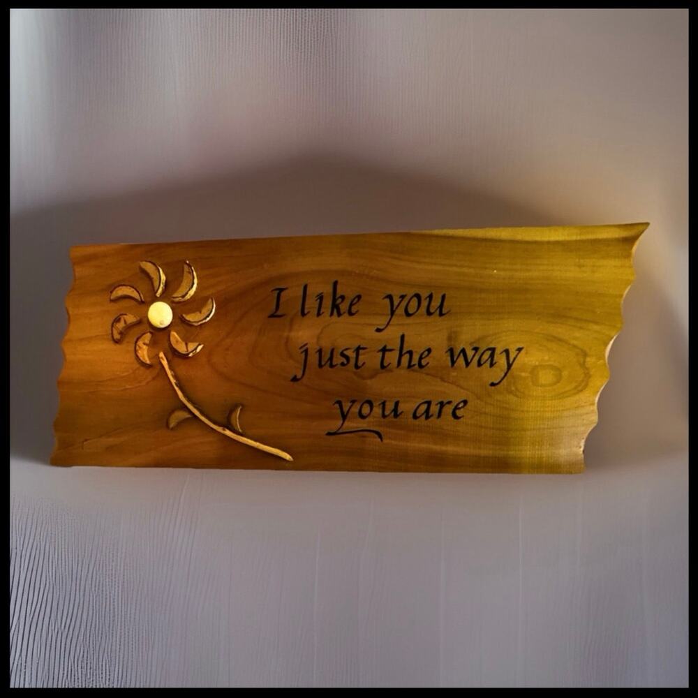 Vintage Hand-Carved Wooden Wall Plaquev• Rustic Wood Sign • Cottagecore Decor